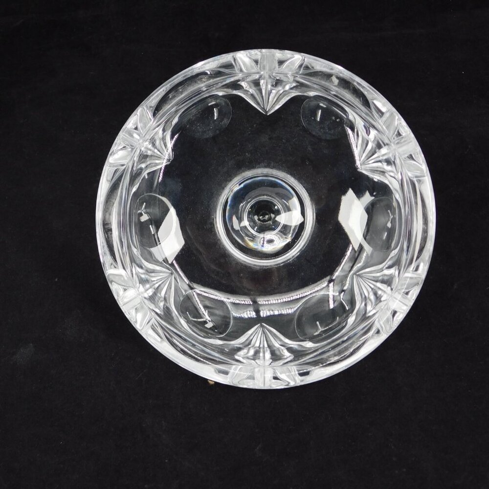 Crystal Lidded Biscuit Jar Footed Sphere Handle 5" tall with lid 8" FLAW - Picture 6 of 9